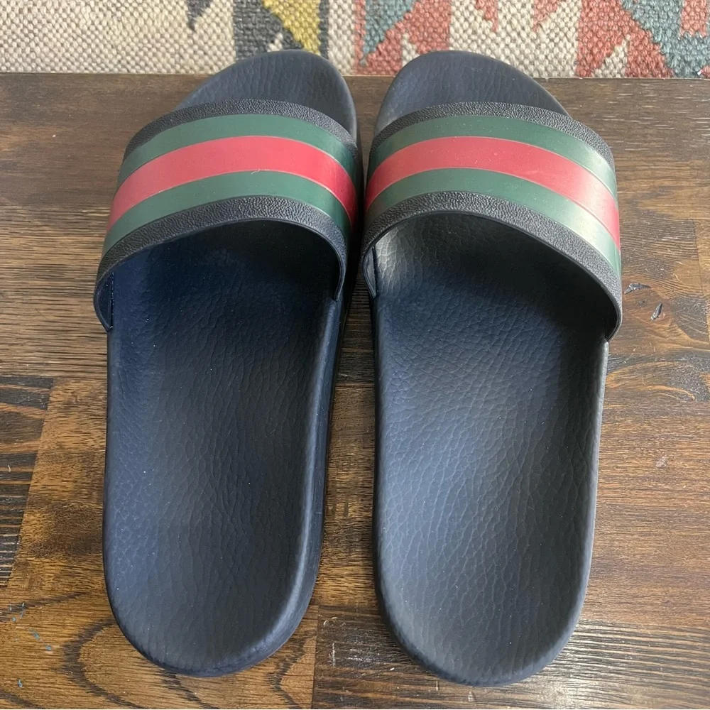 GUCCI Rubber Web Design Slide Sandals Men’s US 11